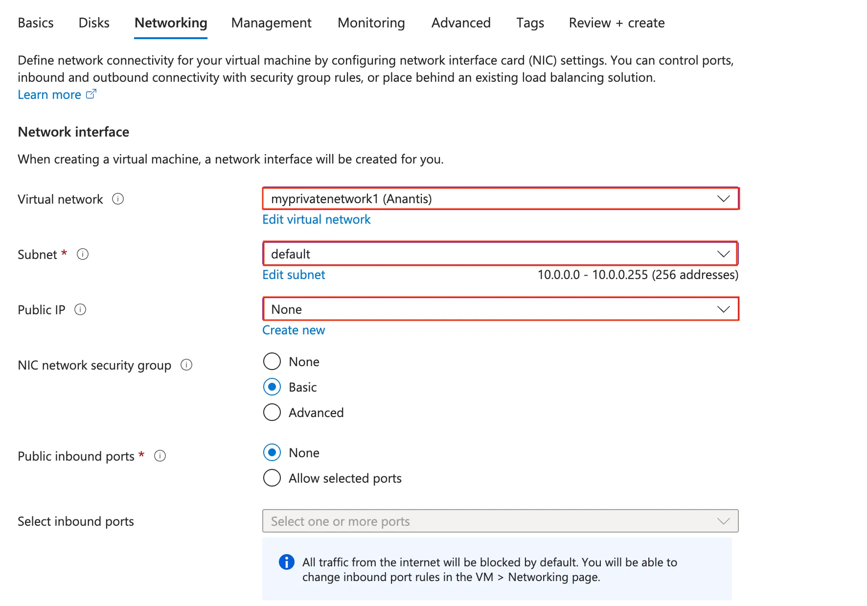 Configure VM network