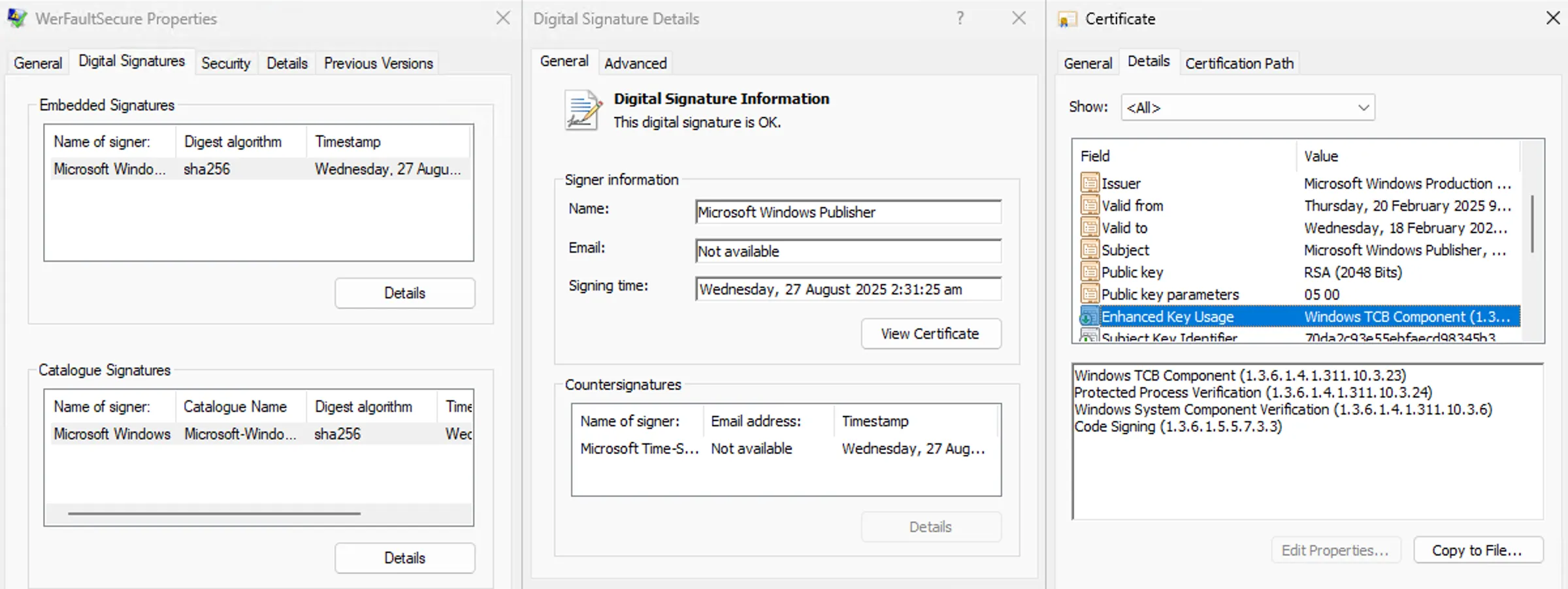WerFaultSecure.exe Digital Signature